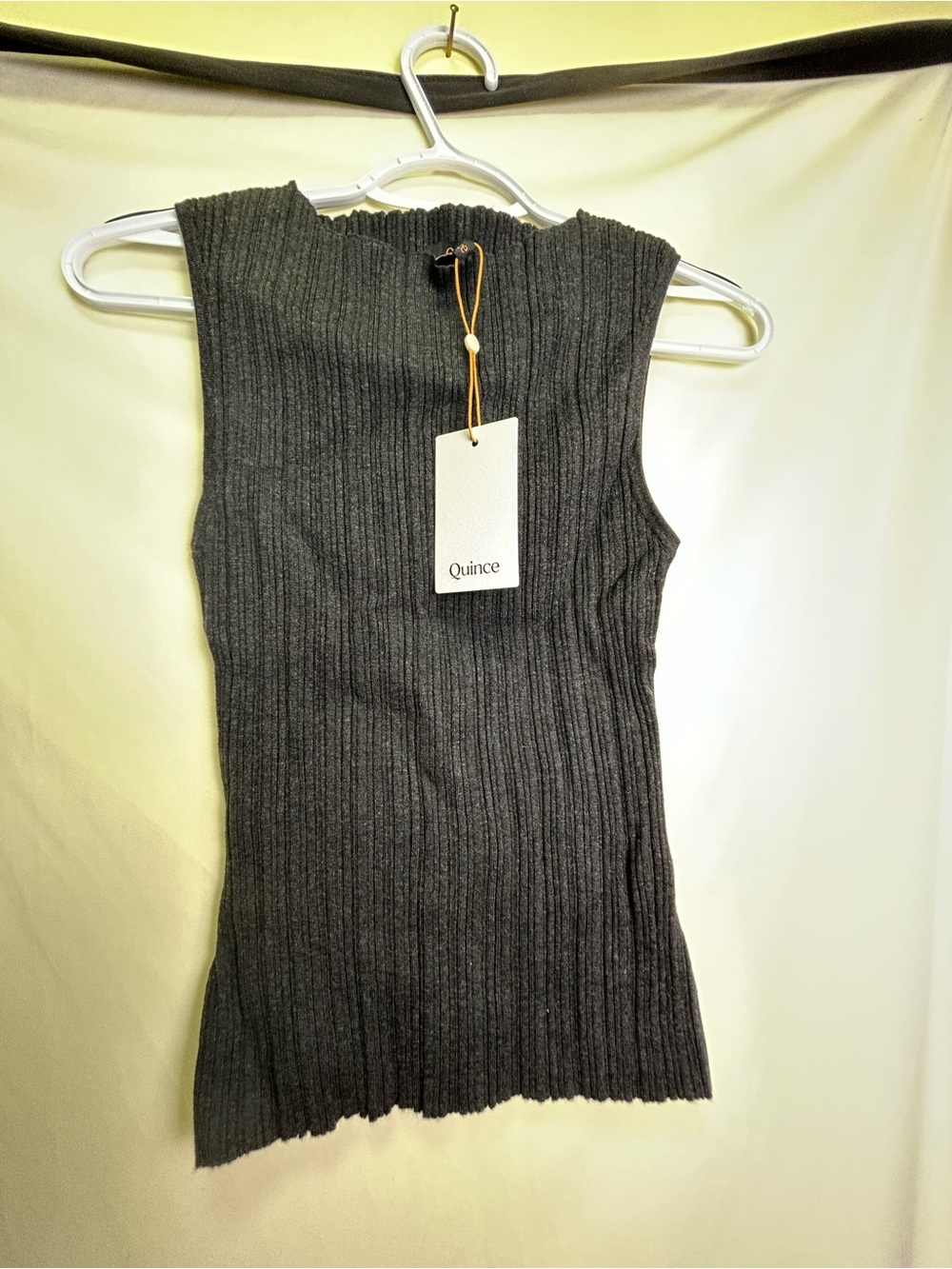 Quince Women's Ribbed Knit Sleeveless Tank in Heather Charcoal